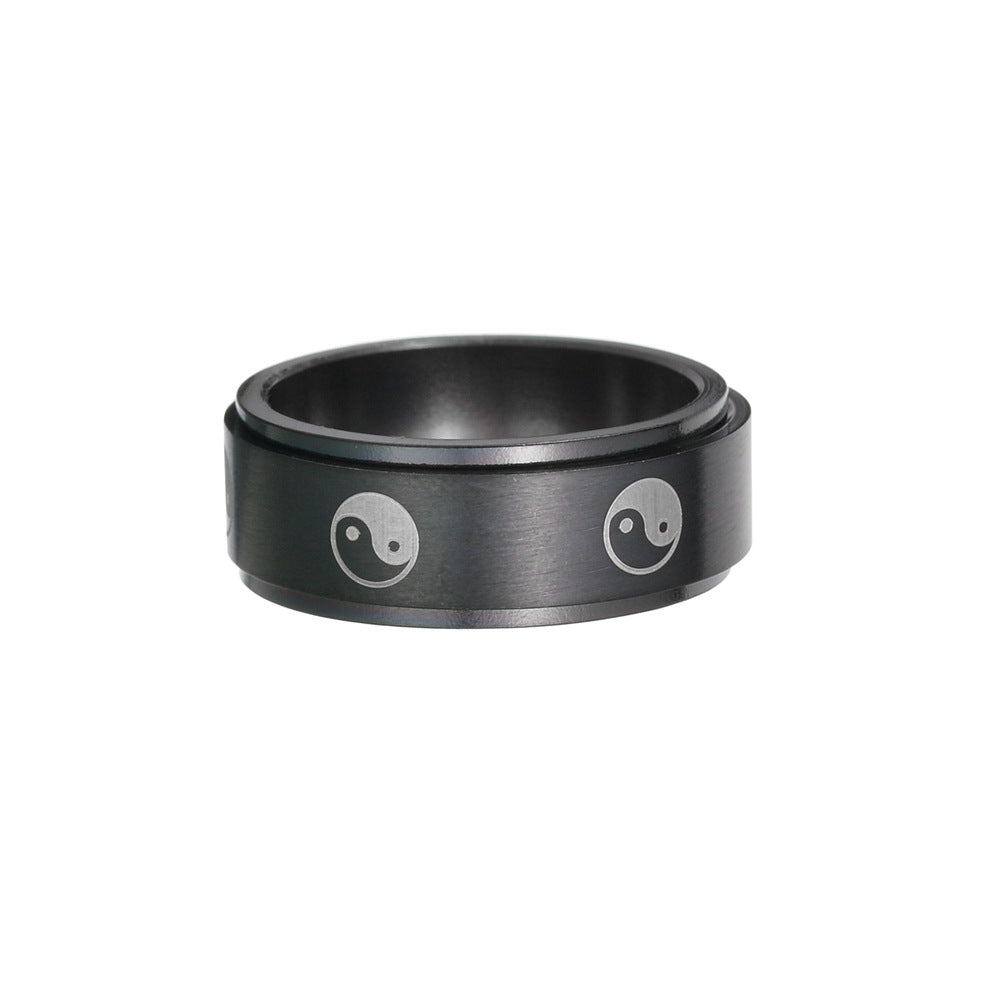 Minimalist Naruto Shinobi Symbols Spinning Ring - Stainless Steel Anime Jewelry