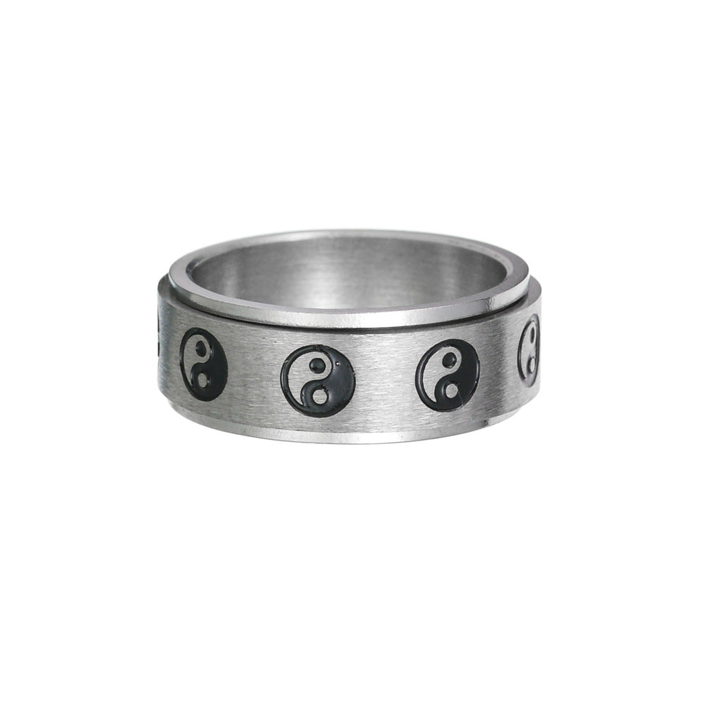 Minimalist Naruto Shinobi Symbols Spinning Ring - Stainless Steel Anime Jewelry