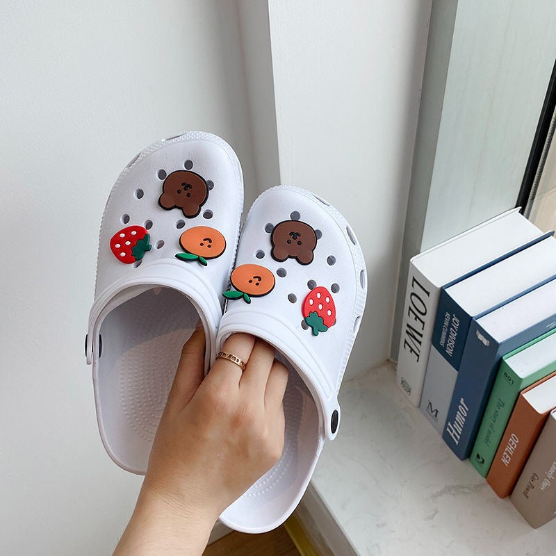Kawaii Bear & Strawberry Summer Slippers - Non-Slip Comfort Slides
